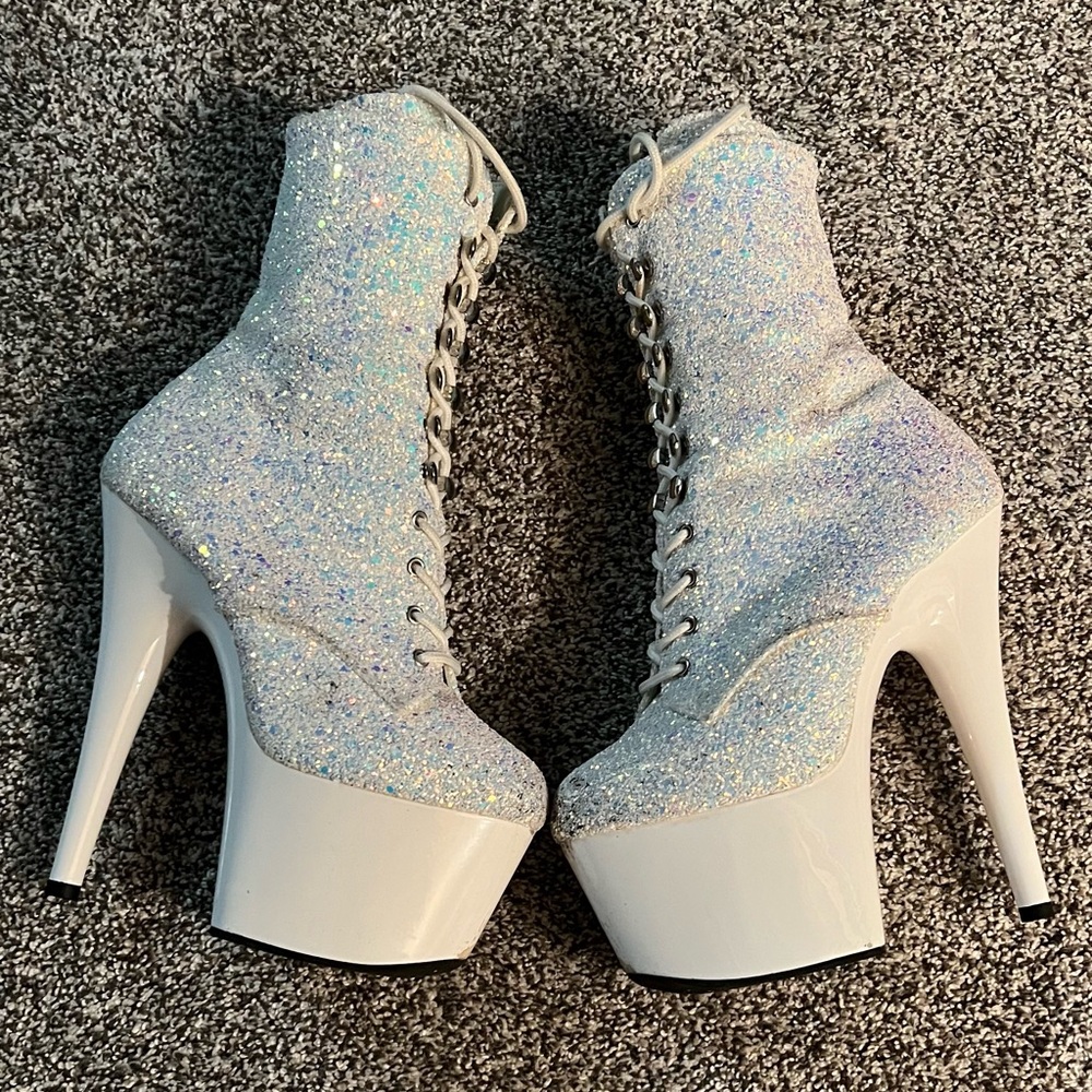 Pleasers Adore-1020LG Glitter Platform Ankle Boots